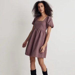 Madewell Floral Quilted Puff-Sleeve Mini Dress